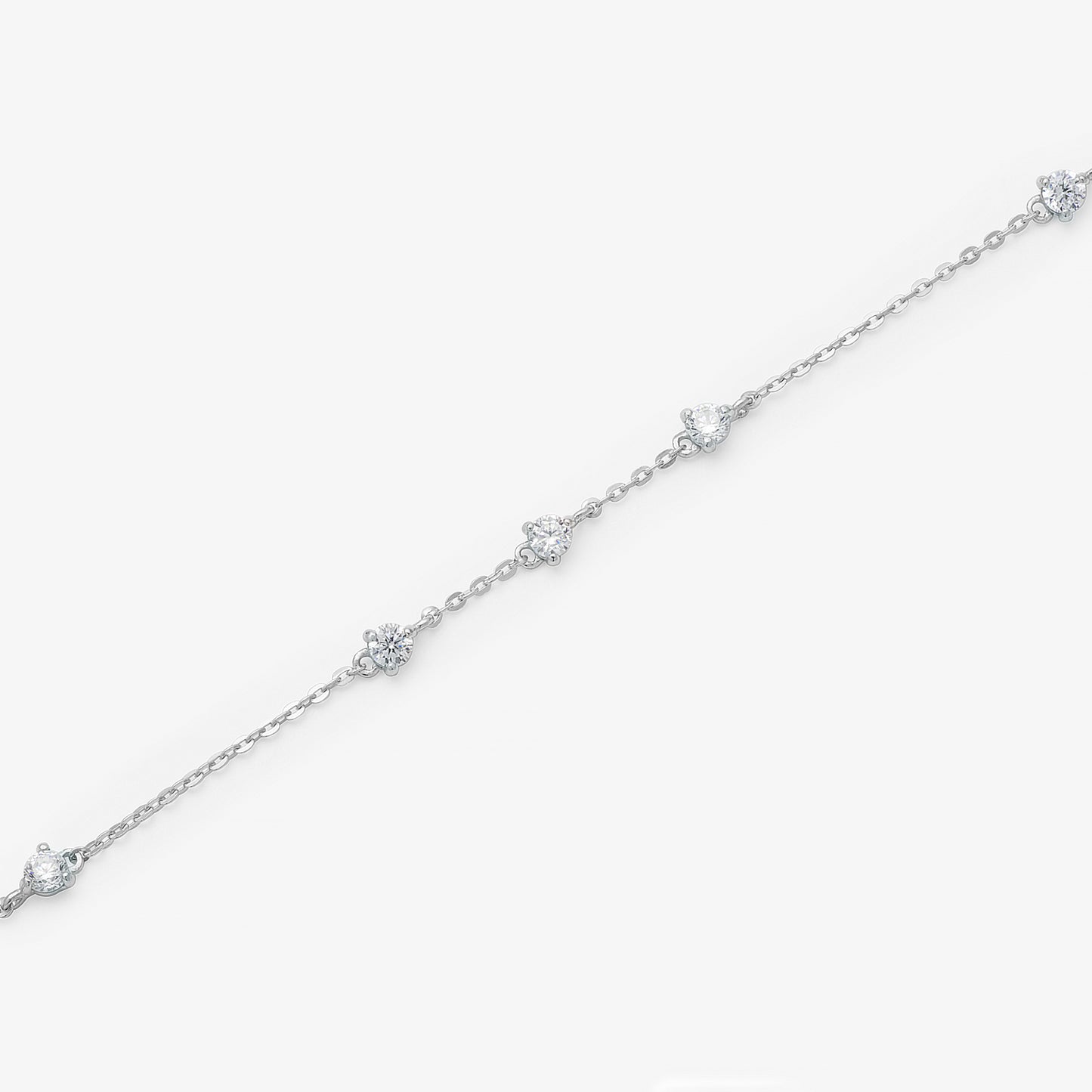 9K White Gold Dainty Zirconia Bracelet 19cm