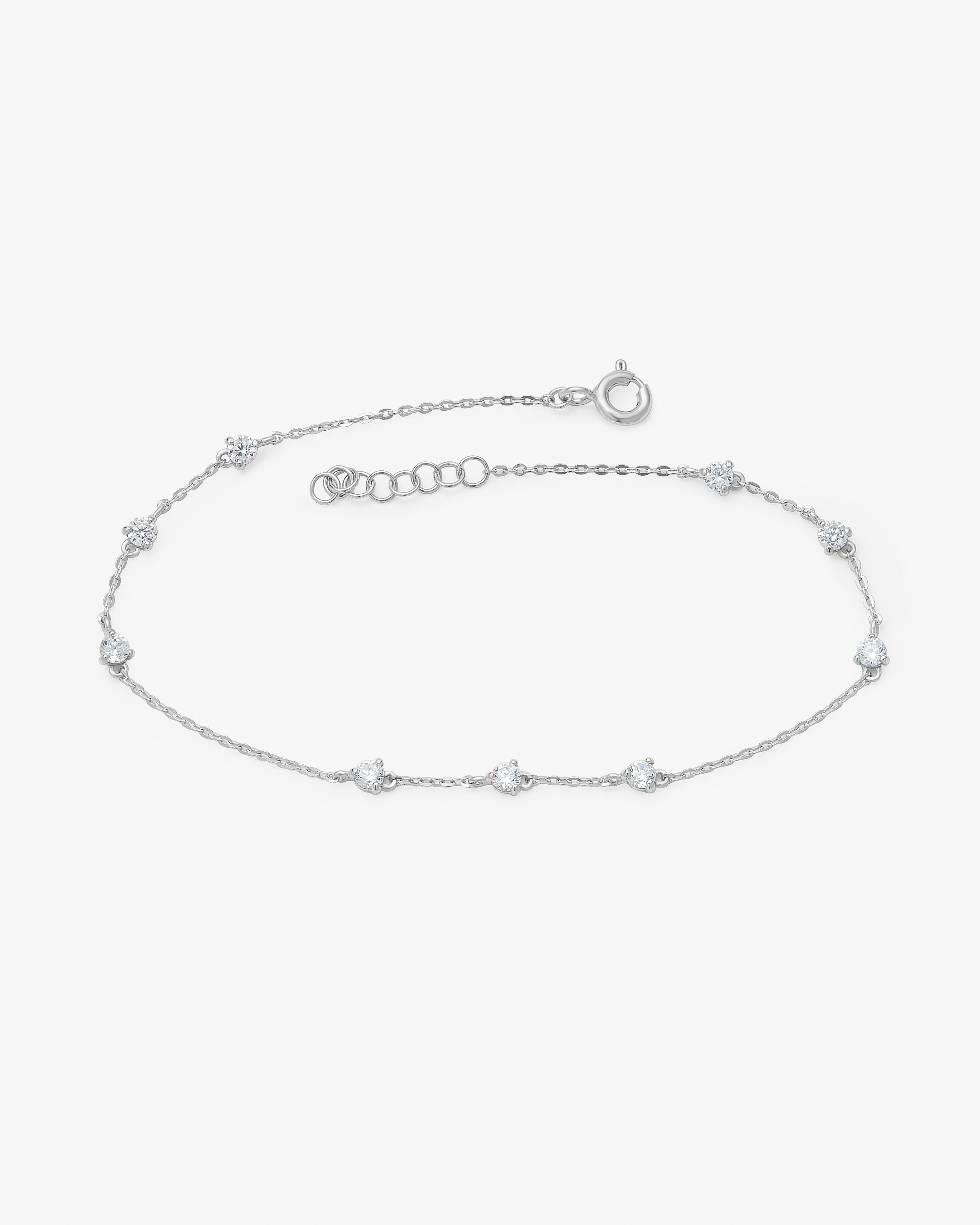 9K White Gold Dainty Zirconia Bracelet