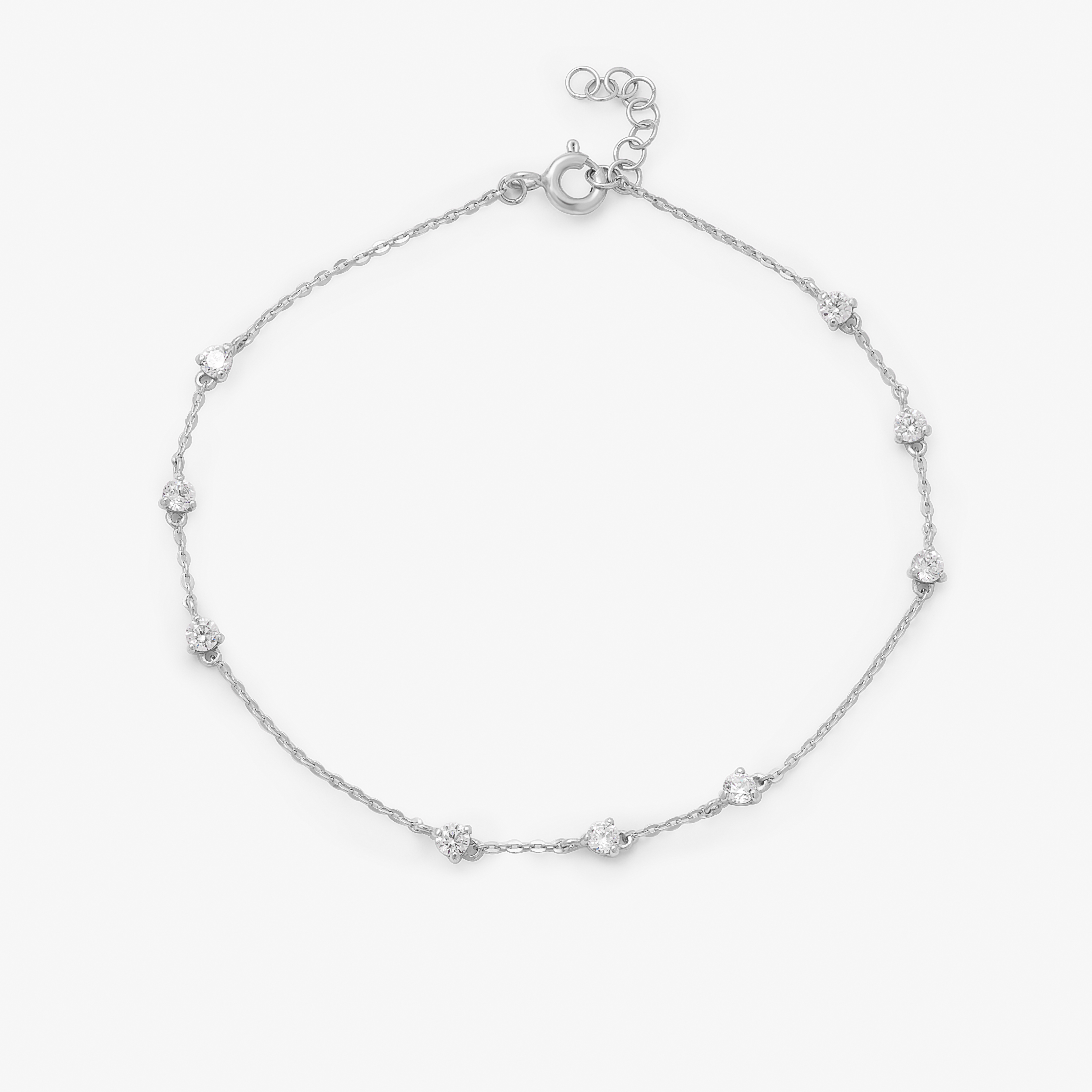 9K White Gold Dainty Zirconia Bracelet
