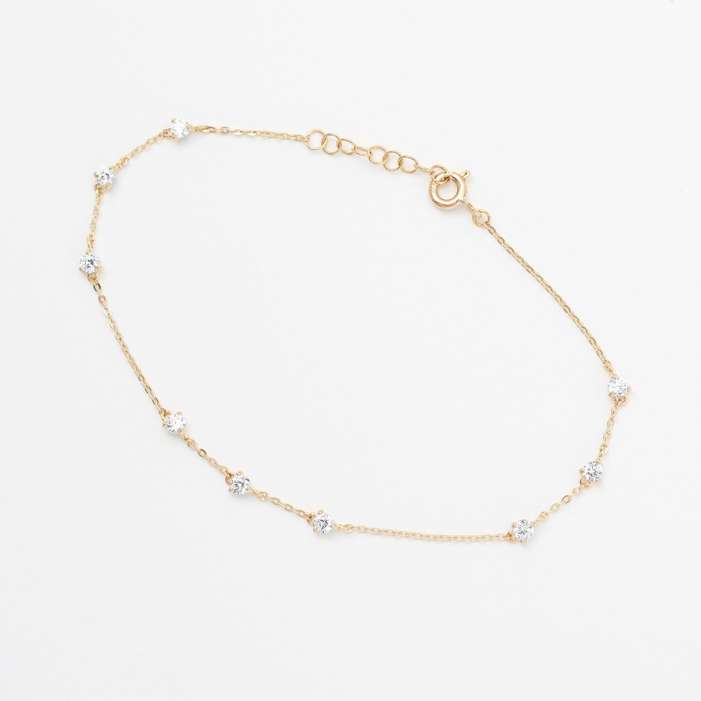 9K Yellow Gold Dainty Zirconia Bracelet 19cm