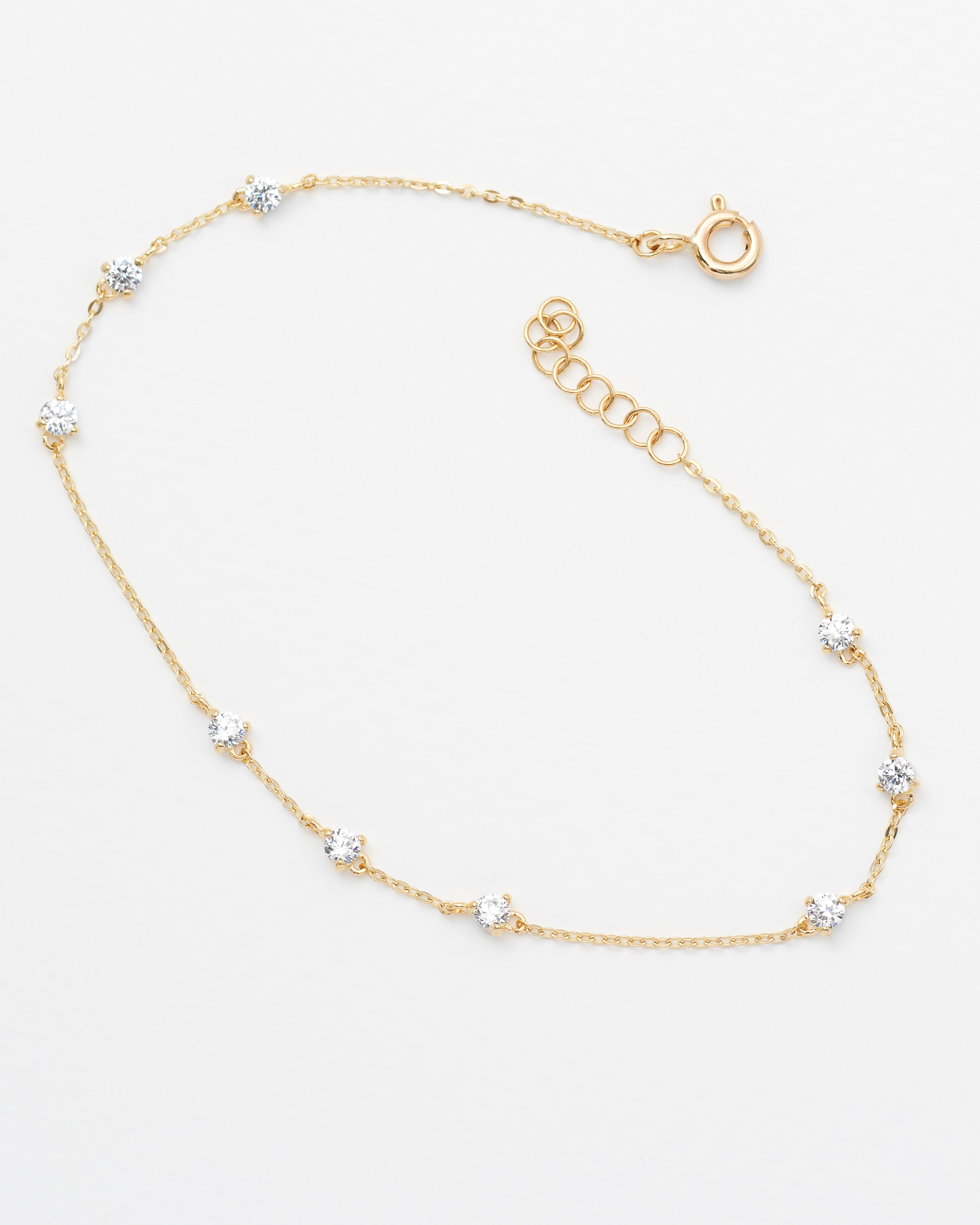 9K Yellow Gold Dainty Zirconia Bracelet