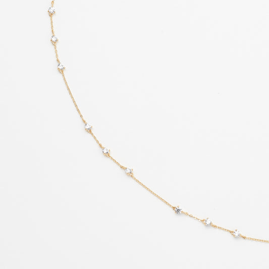 9K Yellow Gold Dainty Zirconia Bracelet 19cm