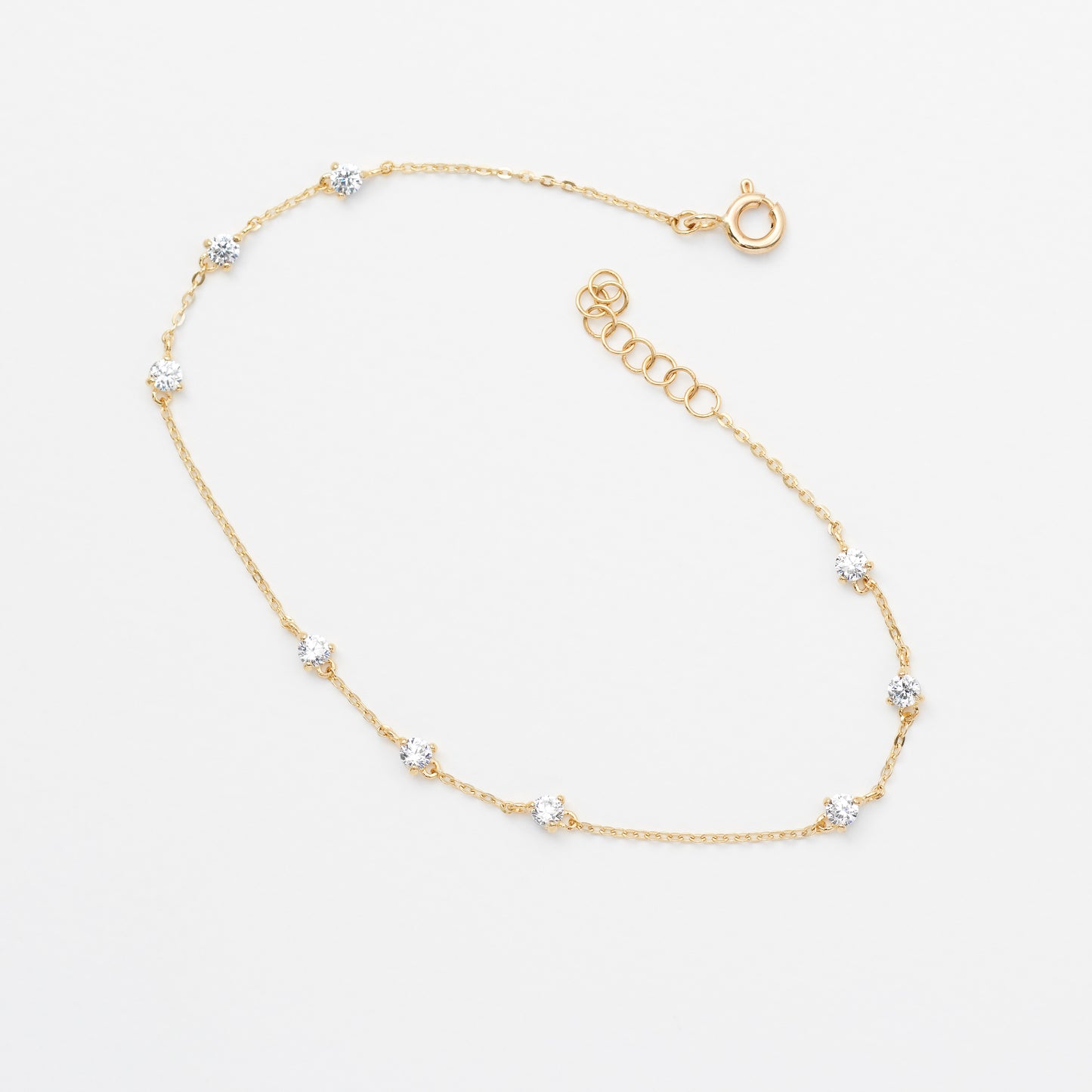 9K Yellow Gold Dainty Zirconia Bracelet 19cm