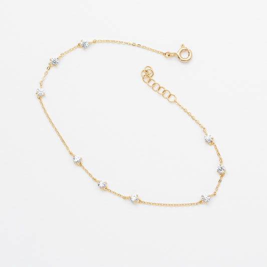 9K Yellow Gold Dainty Zirconia Bracelet 19cm