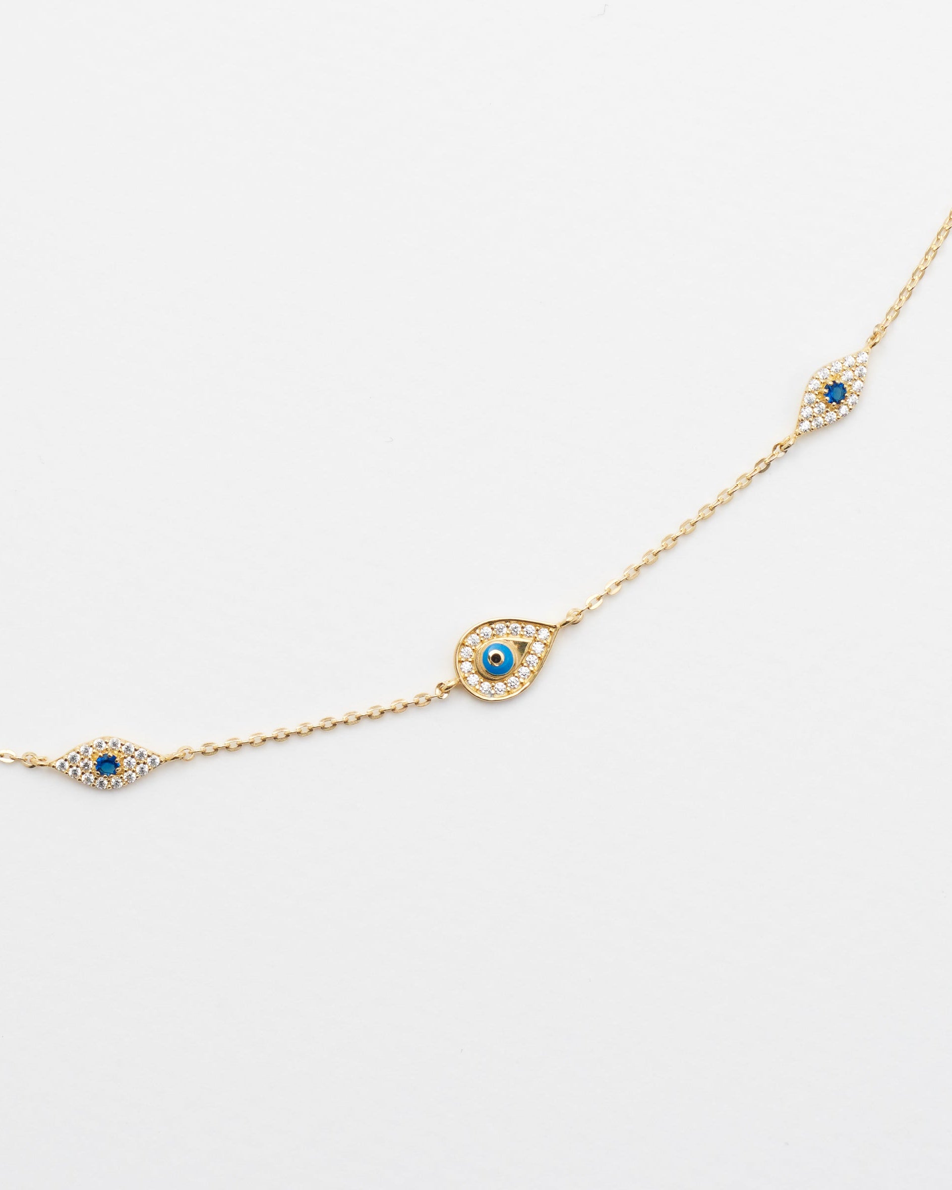 9K Yellow Gold Bracelet With Blue Sapphire Evil Eye