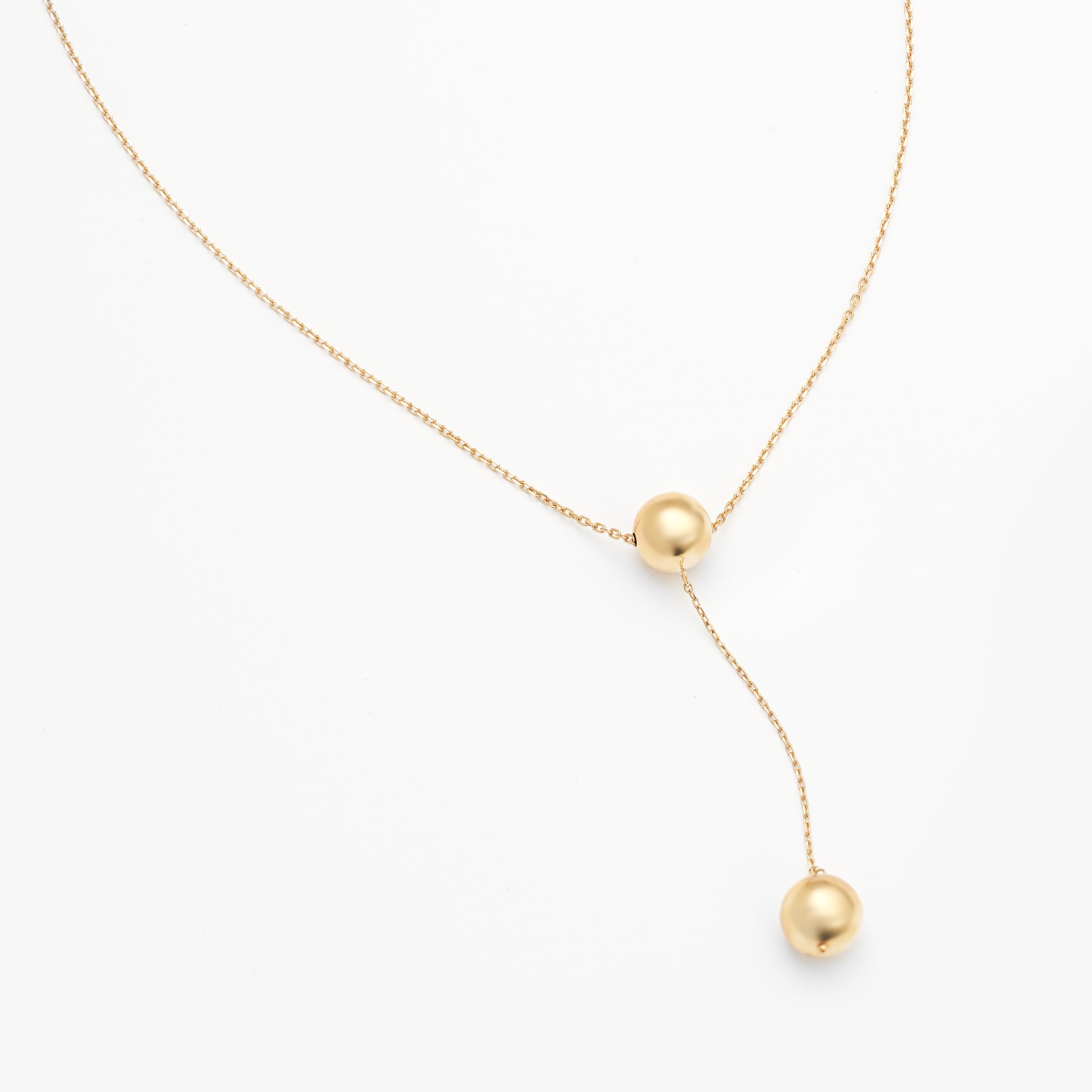 9K Yellow Gold Ball Drop Necklace