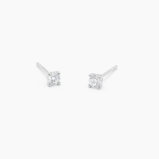 9K White Gold Round Brilliant Diamond Solitaire Stud Earrings 0.30tdw