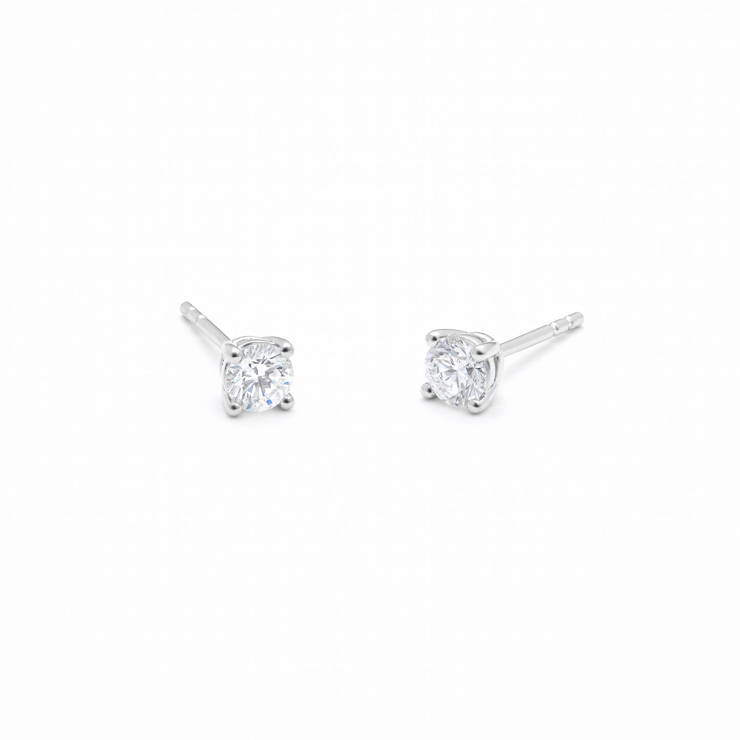 9K White Gold Round Brilliant Lab Diamond Solitaire Stud Earrings 0.50tdw