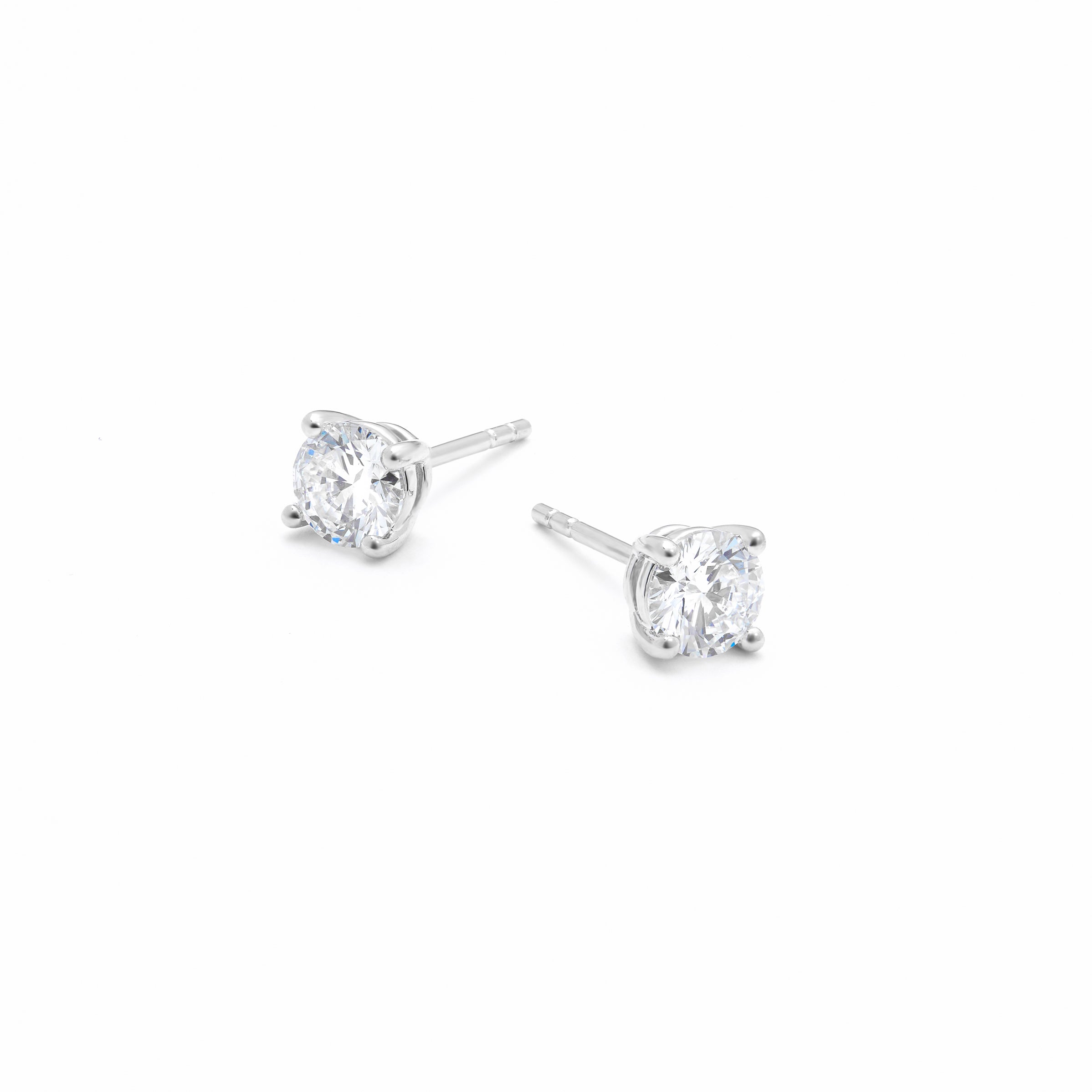 9K White Gold Round Brilliant Lab Diamond Solitaire Stud Earrings 1.0tdw