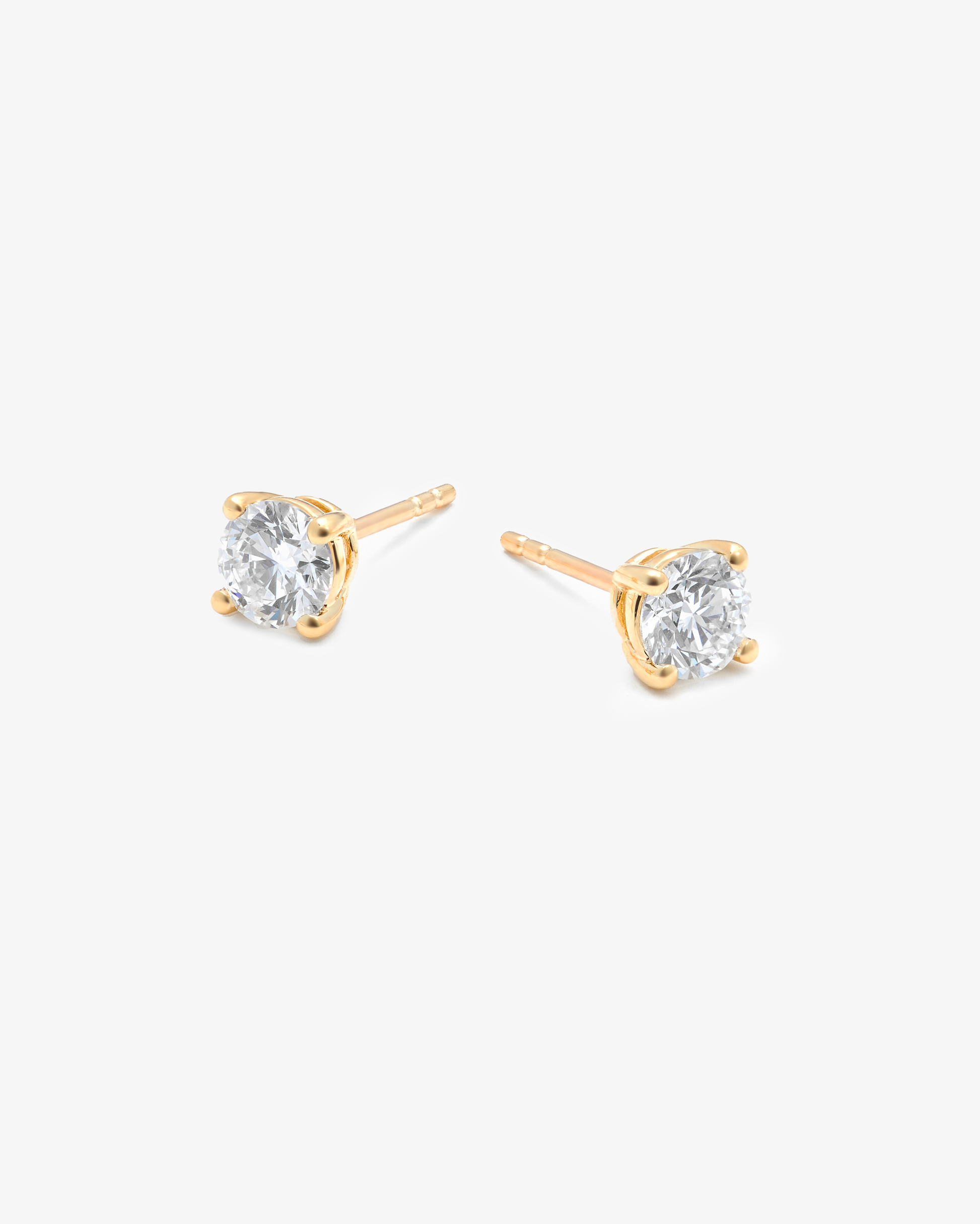 9K Yellow Gold Round Brilliant Lab Diamond Solitaire Stud Earrings 1.0tdw