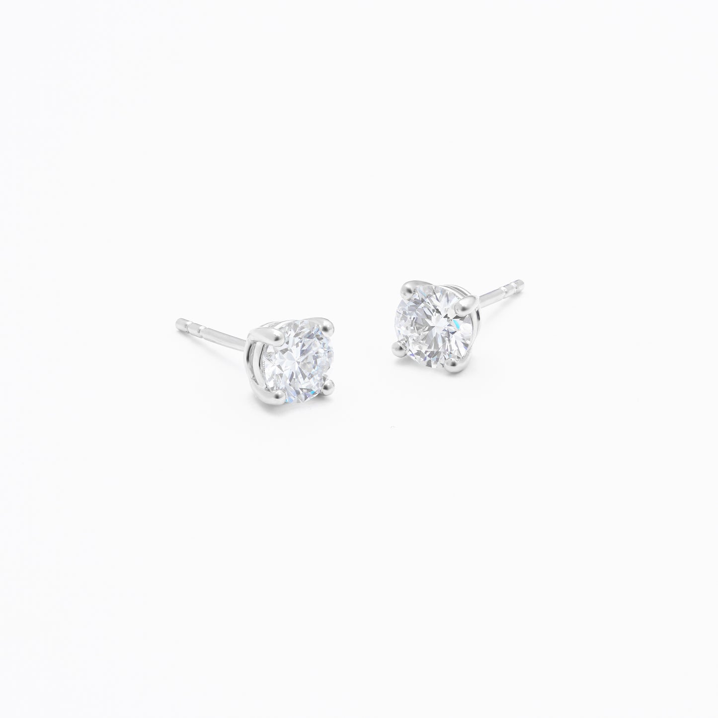 9K White Gold Round Brilliant Lab Diamond Solitaire Stud Earrings 1.25tdw