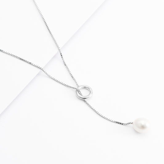 Sterling Silver Freshwater Pearl Lariat Necklace