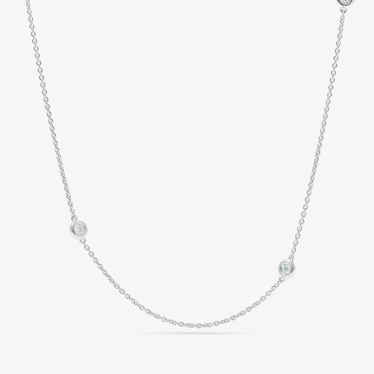 Sterling Silver Bezel Set Zirconia Station Necklace 45cm