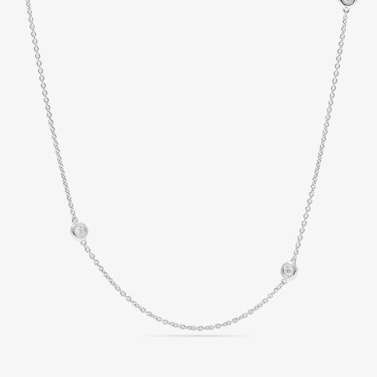 Sterling Silver Bezel Set Zirconia Station Necklace 45cm