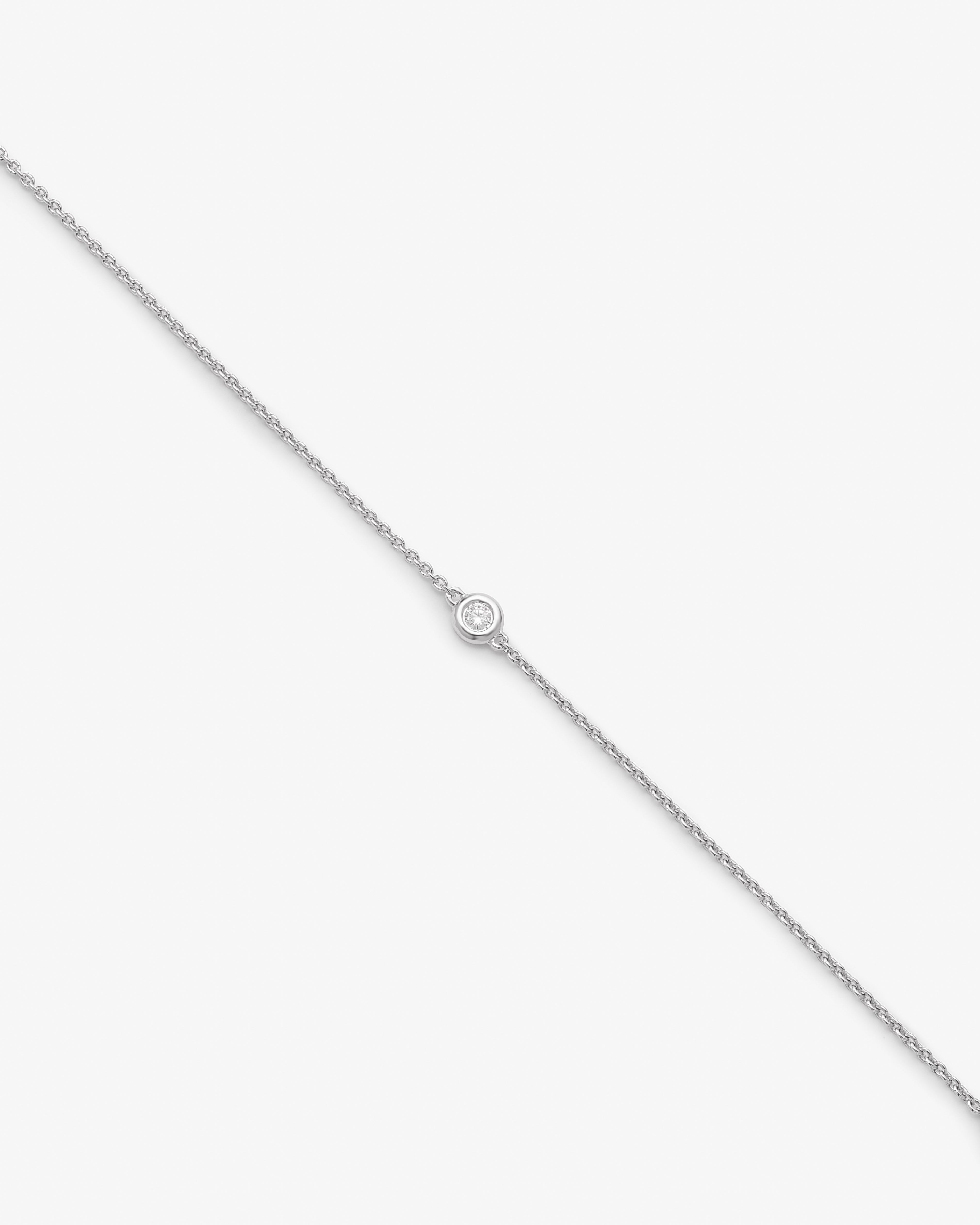 Sterling Silver Bezel Set Zirconia Station Necklace 45cm