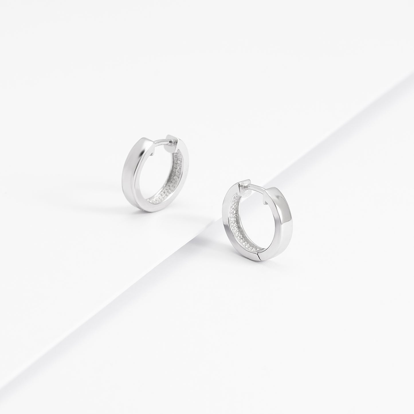 Sterling Silver Plain Huggie Earrings 14.5mm