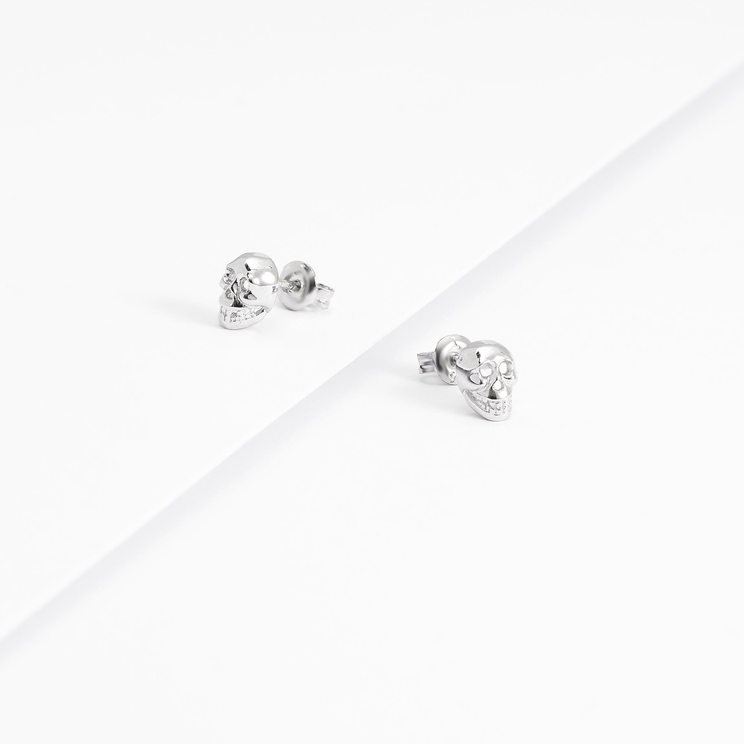 Sterling Silver Skull Stud Earrings