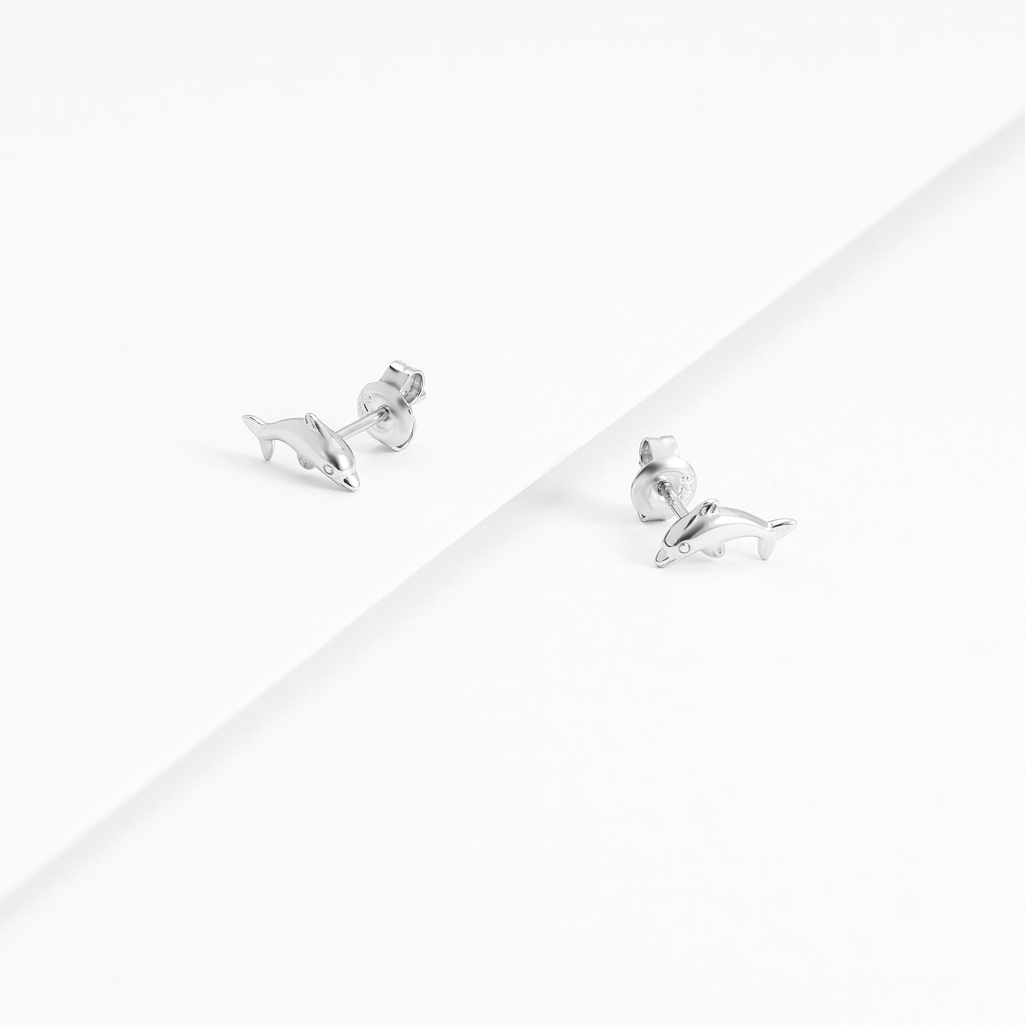 Sterling Silver Small Dolphin Stud Earrings