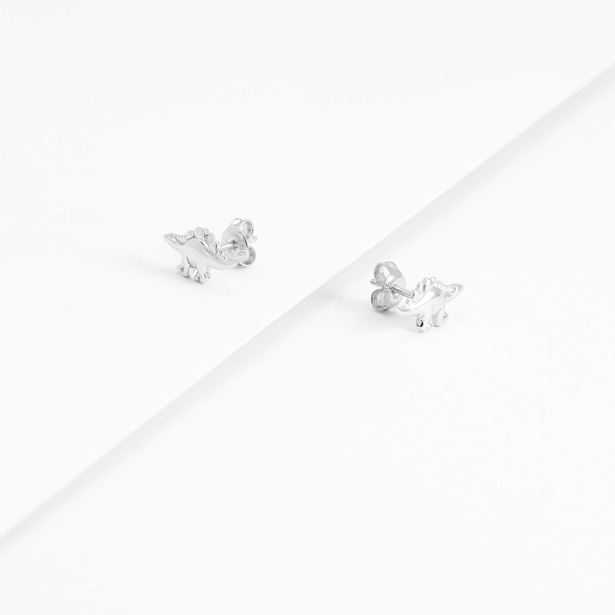 Sterling Silver Dinosaur Stud Earrings