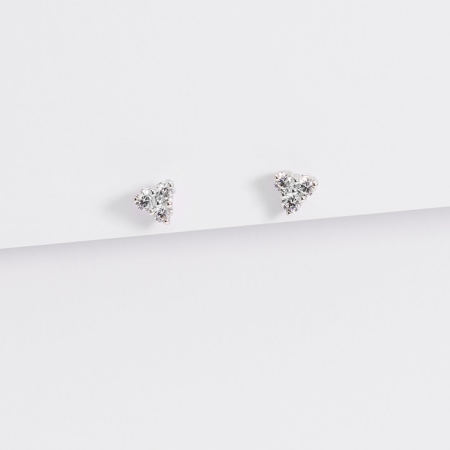 Sterling Silver Zirconia Triangle Stud Earrings 3x2.3mm