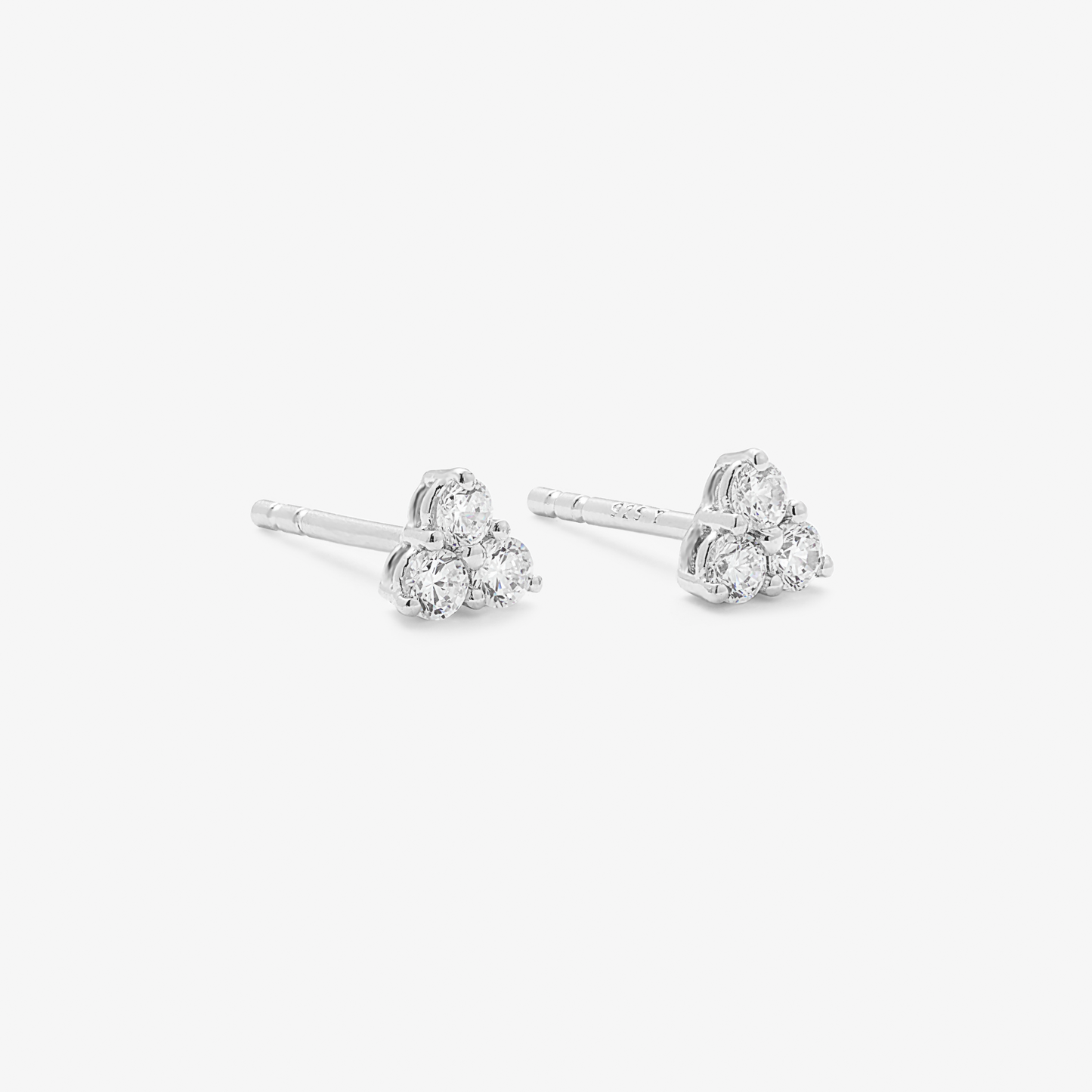 Sterling Silver Zirconia Triangle Stud Earrings 3x2.3mm