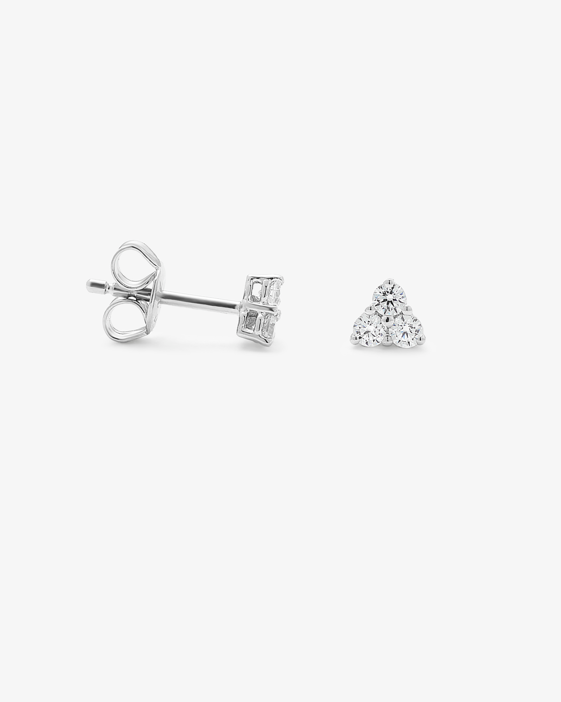 Sterling Silver Zirconia Triangle Stud Earrings 3x2.3mm