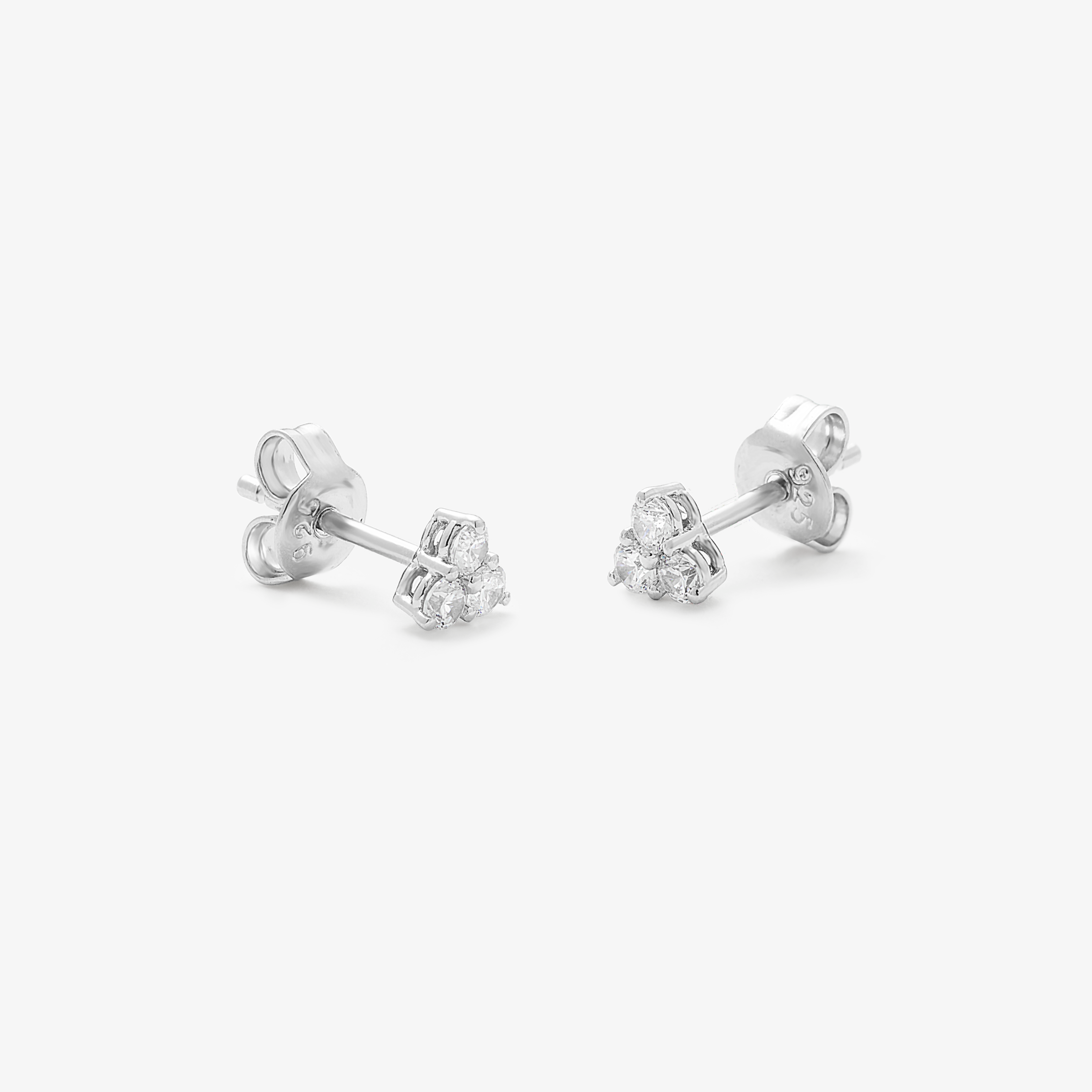 Sterling Silver Zirconia Triangle Stud Earrings 3x2.3mm