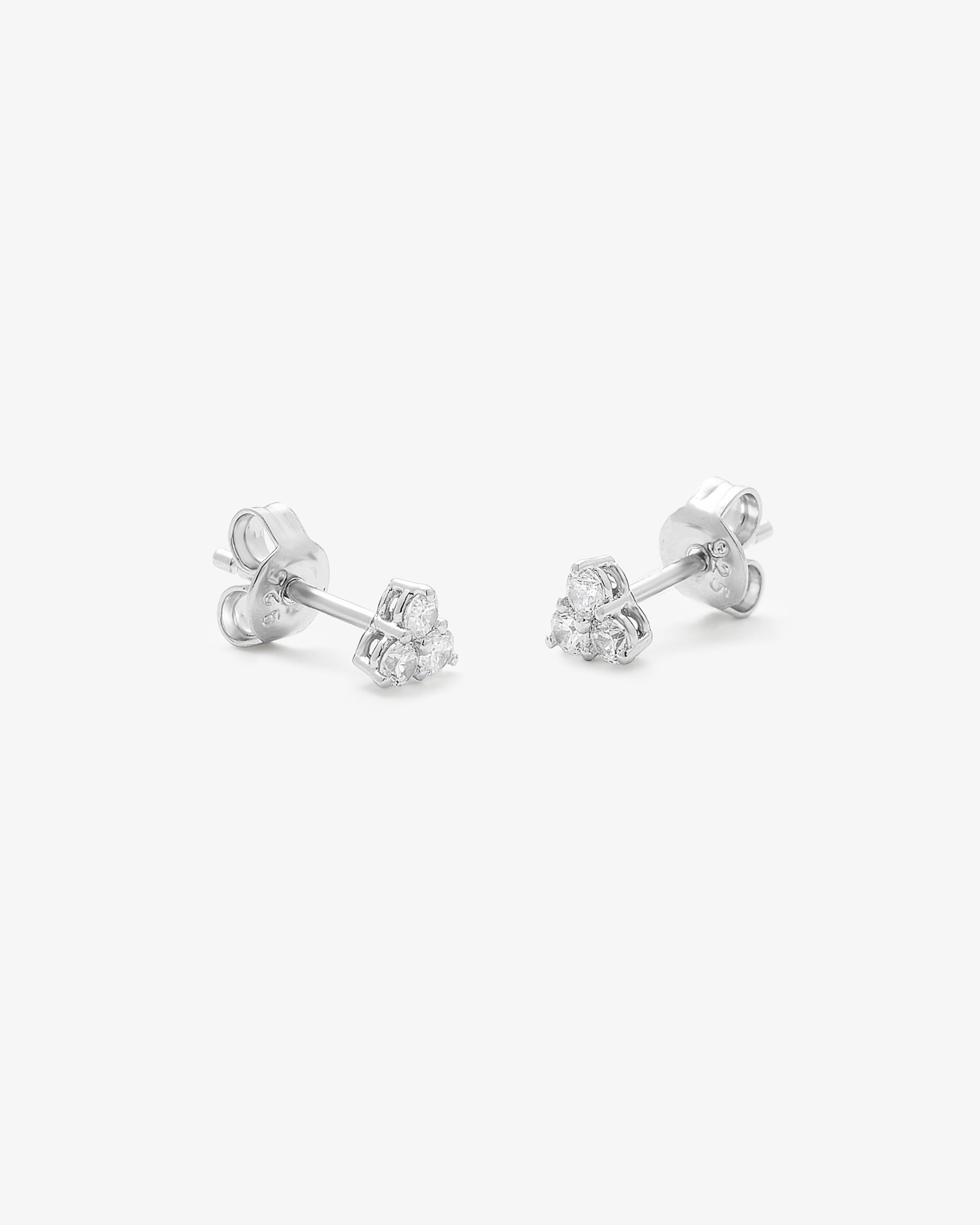 Sterling Silver Zirconia Triangle Stud Earrings 3x2.3mm
