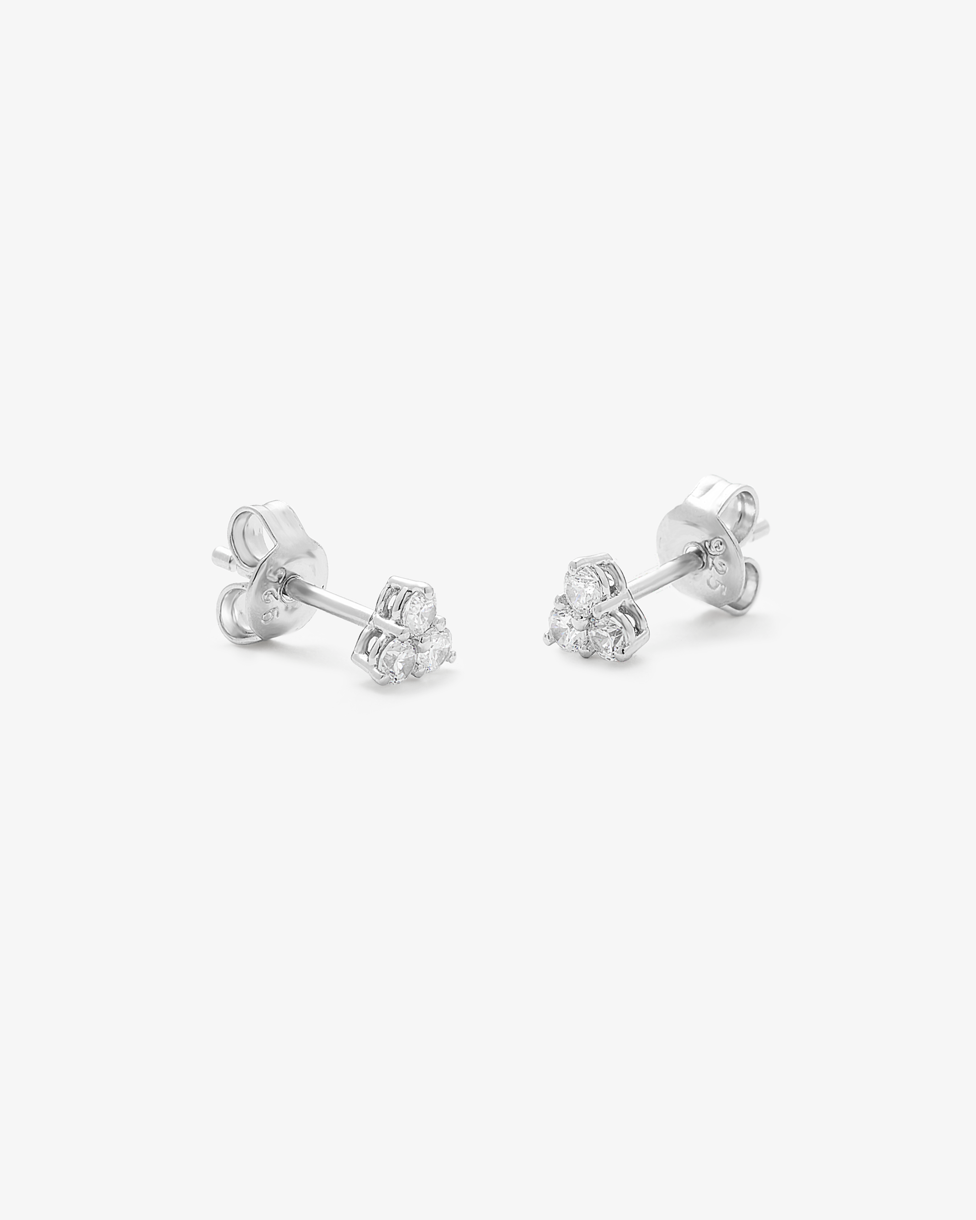 Sterling Silver Zirconia Triangle Stud Earrings 3x2.3mm
