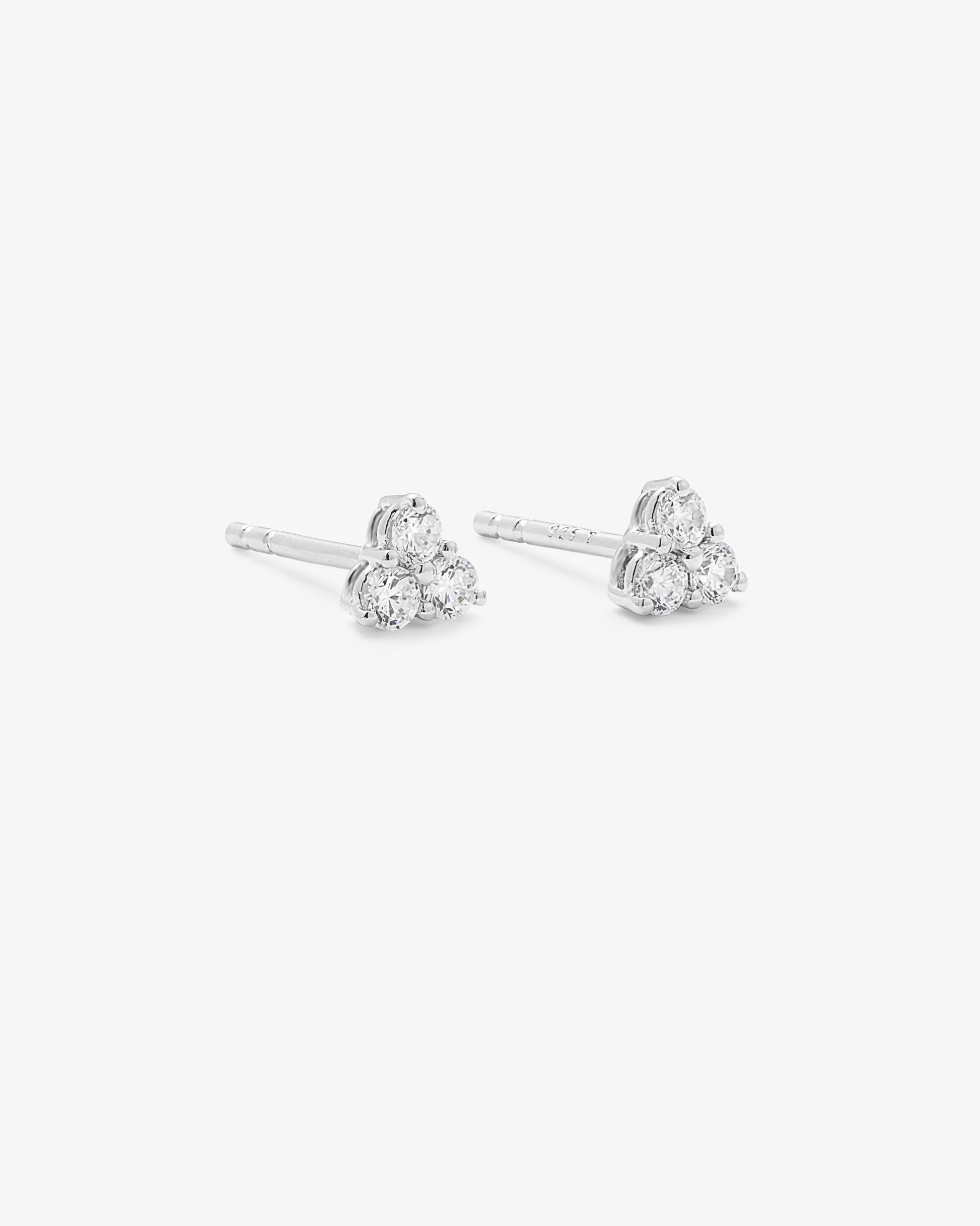 Sterling Silver Zirconia Triangle Stud Earrings 3x2.3mm