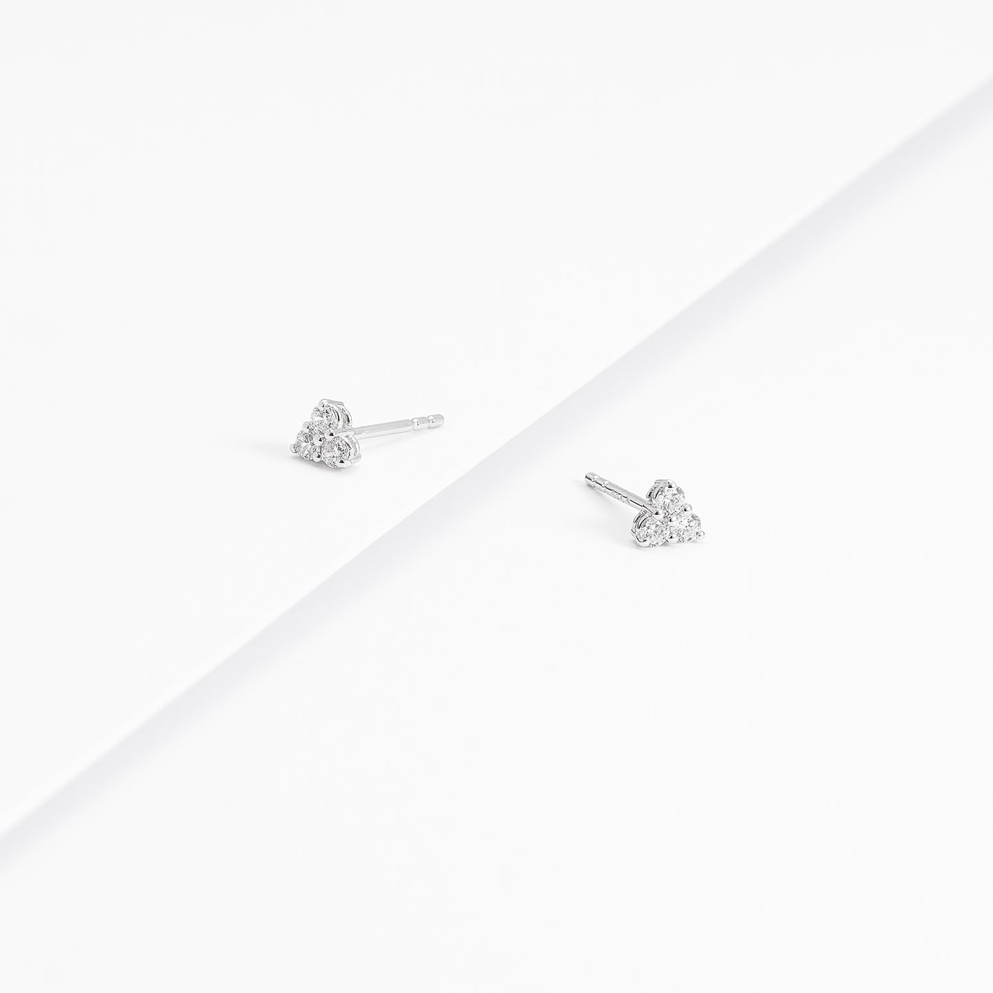 Sterling Silver Zirconia Triangle Stud Earrings 3x2.3mm