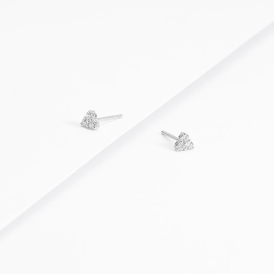 Sterling Silver Zirconia Triangle Stud Earrings 3x2.3mm