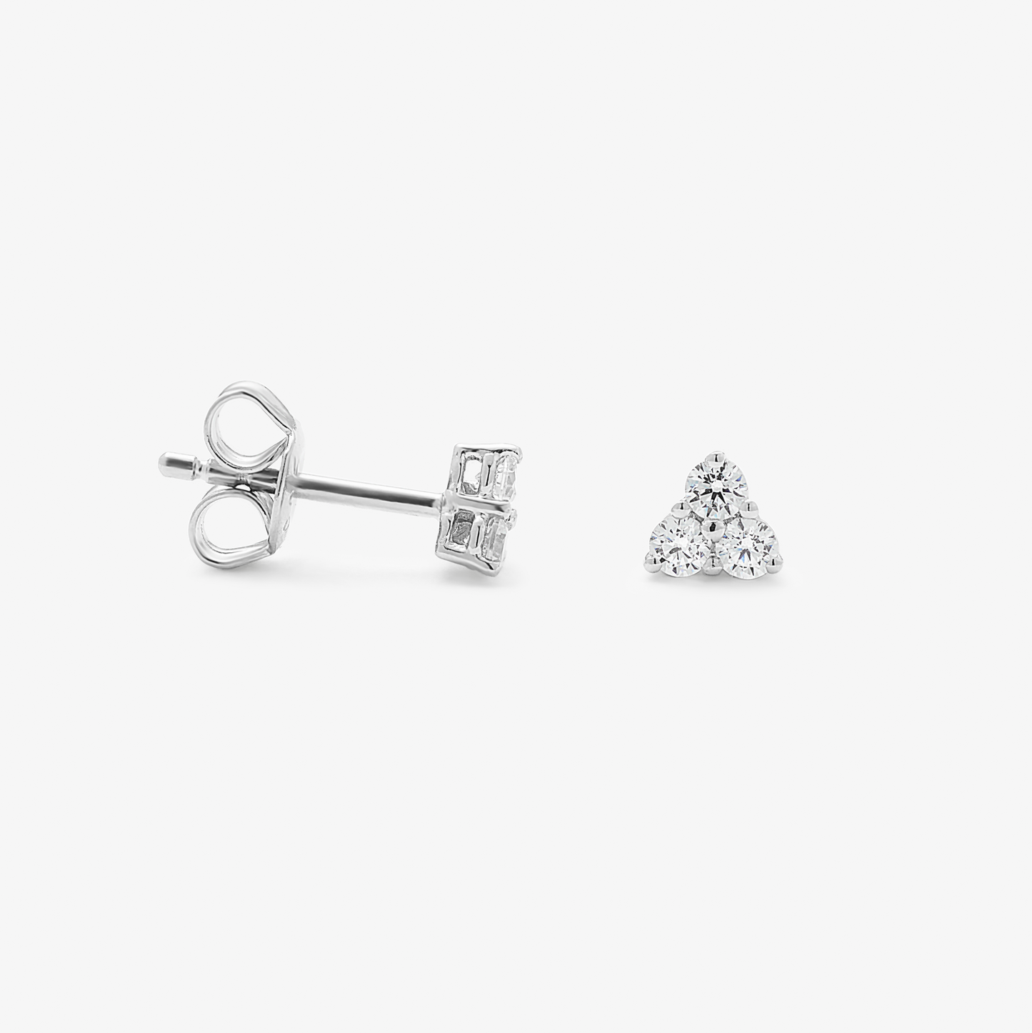 Sterling Silver Zirconia Triangle Stud Earrings 3x2.3mm