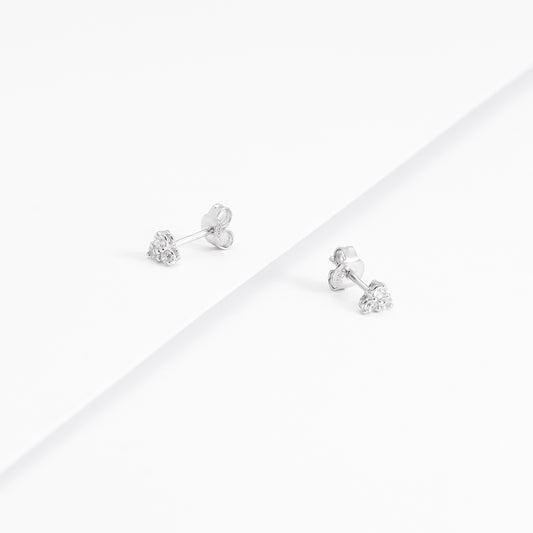 Sterling Silver Zirconia Triangle Stud Earrings 3x2.3mm