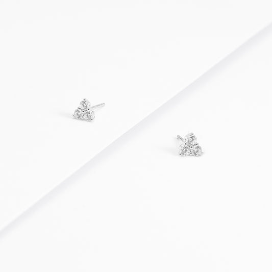 Sterling Silver Zirconia Triangle Stud Earrings 3x2.9mm