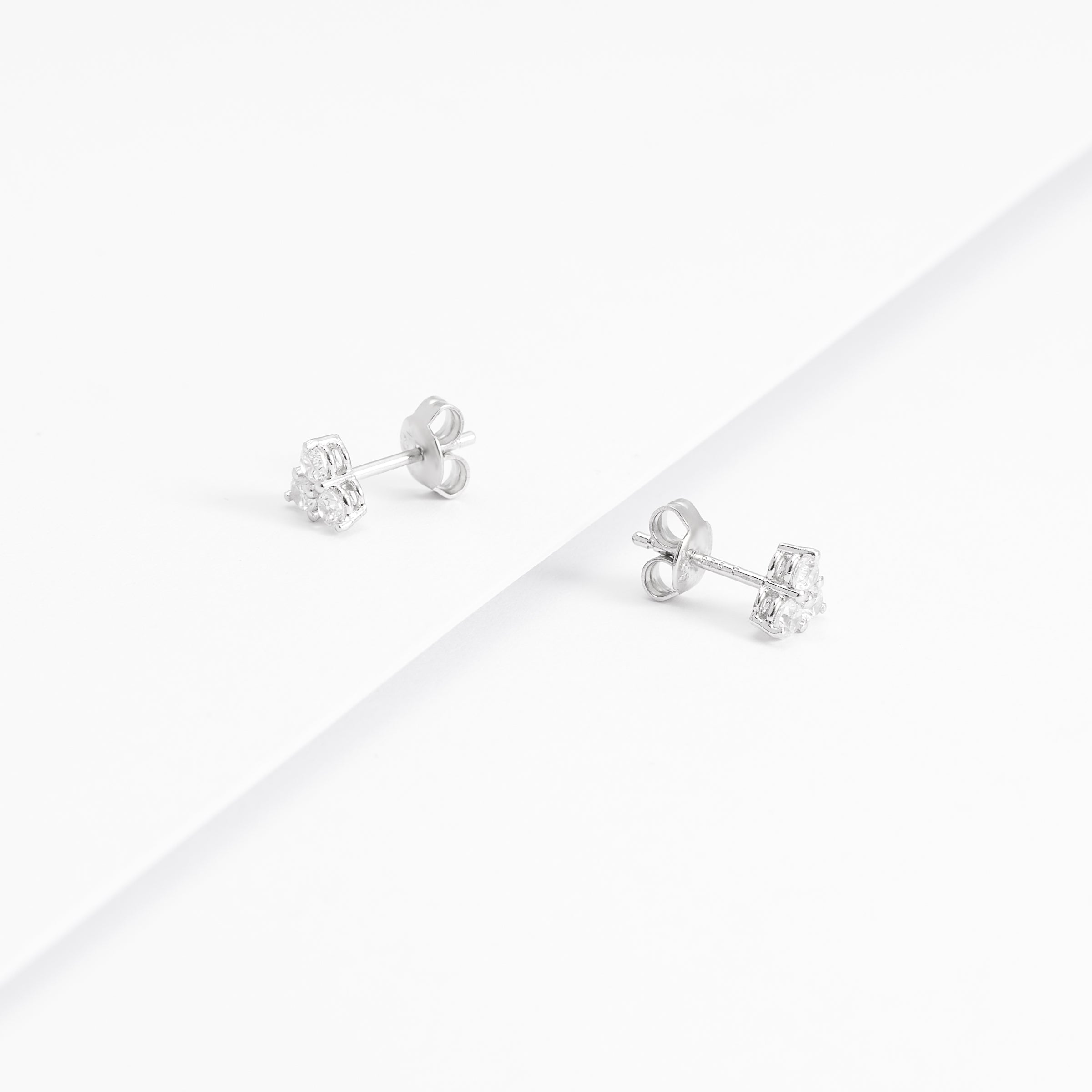 Sterling Silver Zirconia Triangle Stud Earrings 3x2.9mm