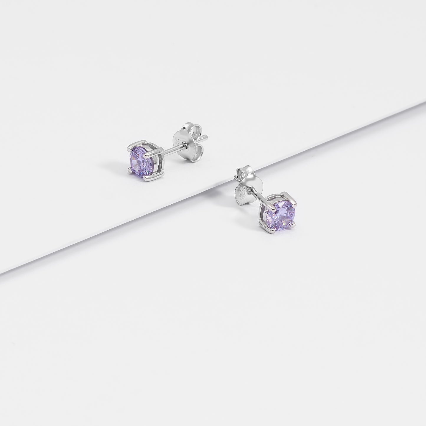 Sterling Silver Zirconia June Birthstone Stud Earrings 5mm