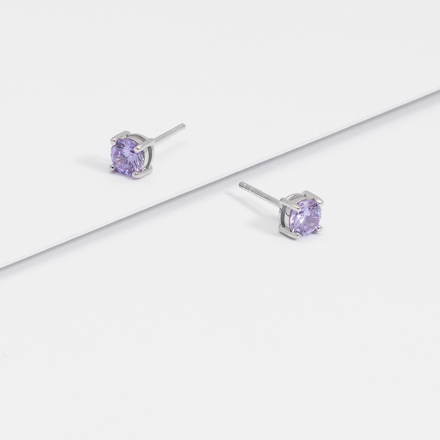 Sterling Silver Zirconia June Birthstone Stud Earrings 5mm