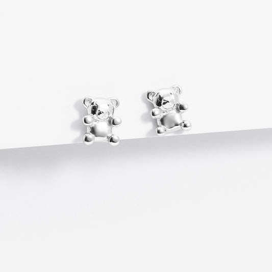 Sterling Silver Teddy Bear Stud Earrings