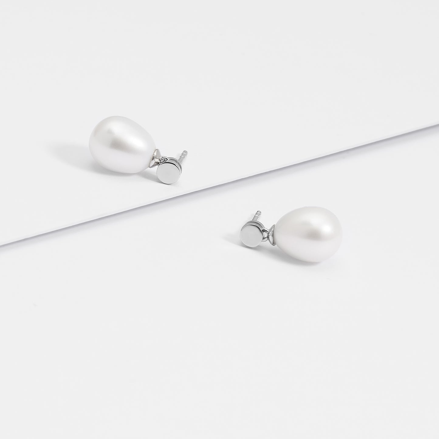 Sterling Silver Pearl Drop Stud Earrings