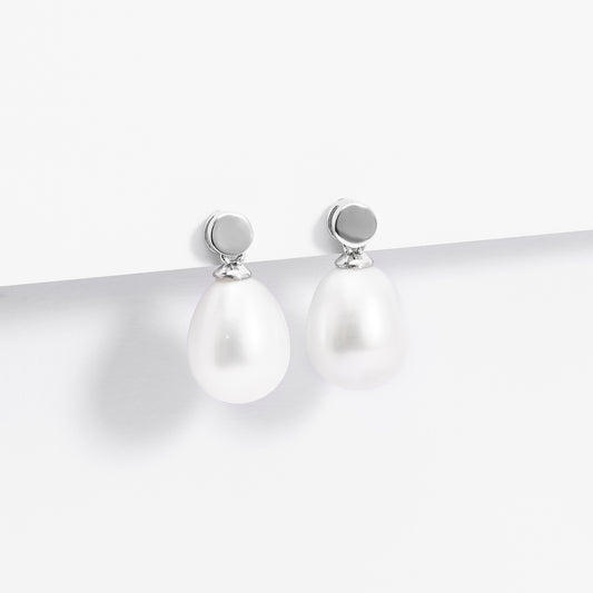 Sterling Silver Pearl Drop Stud Earrings