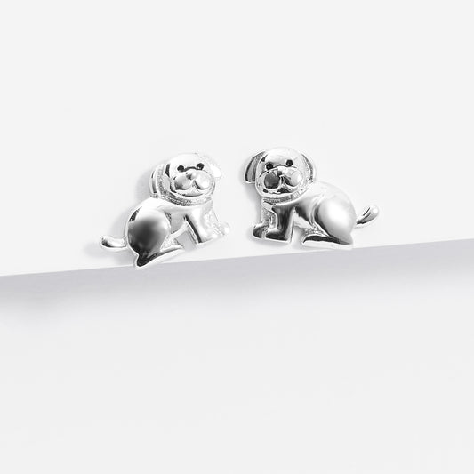 Sterling Silver Puppy Stud Earrings