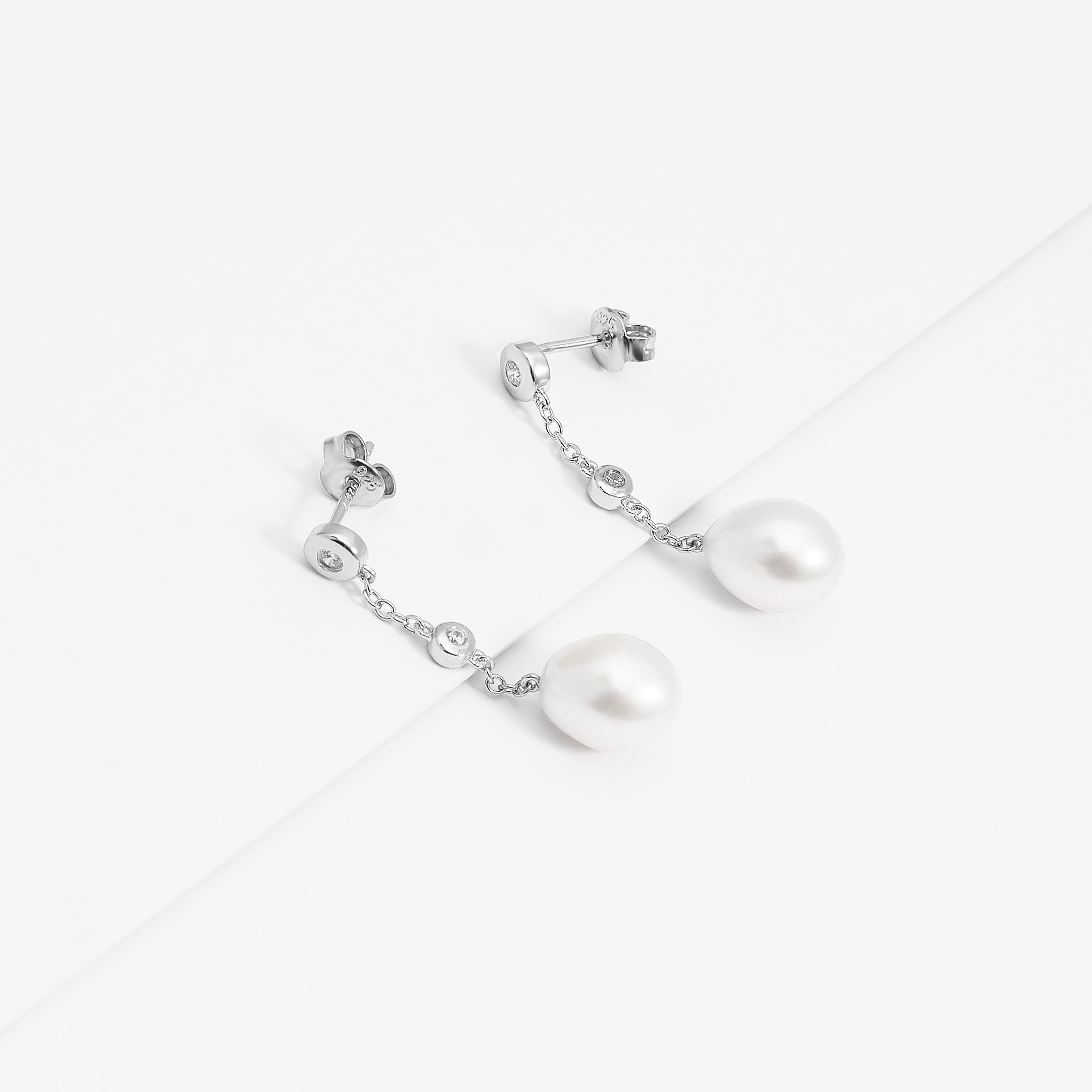 Sterling Silver Freshwater Pearl And Zirconia Stud Earrings