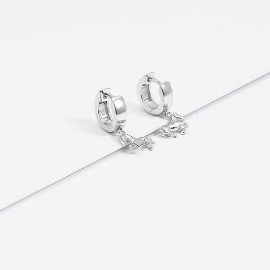 Sterling Silver Huggie Earrings With Dangling Horse