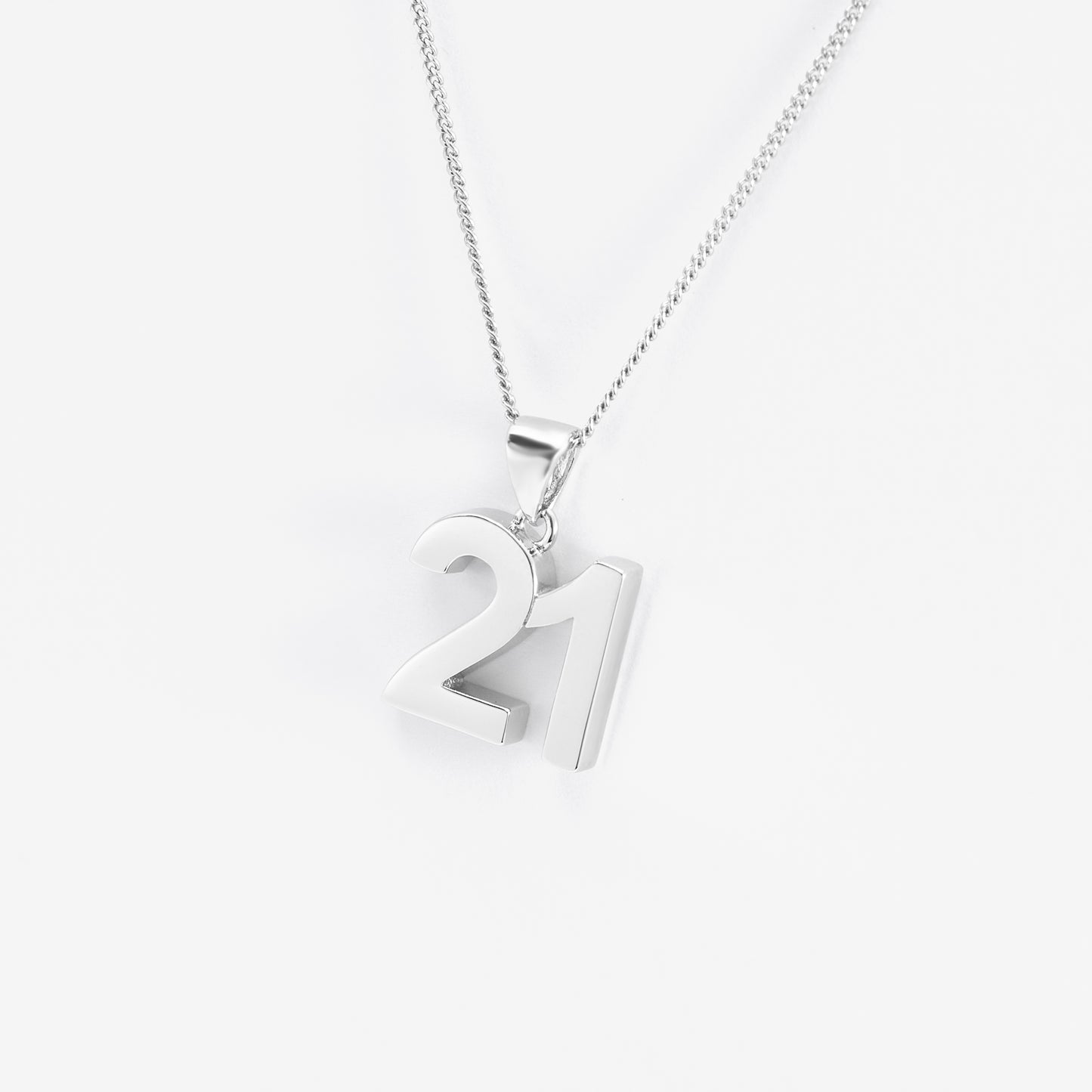 Sterling Silver Solid Number 21 Pendant