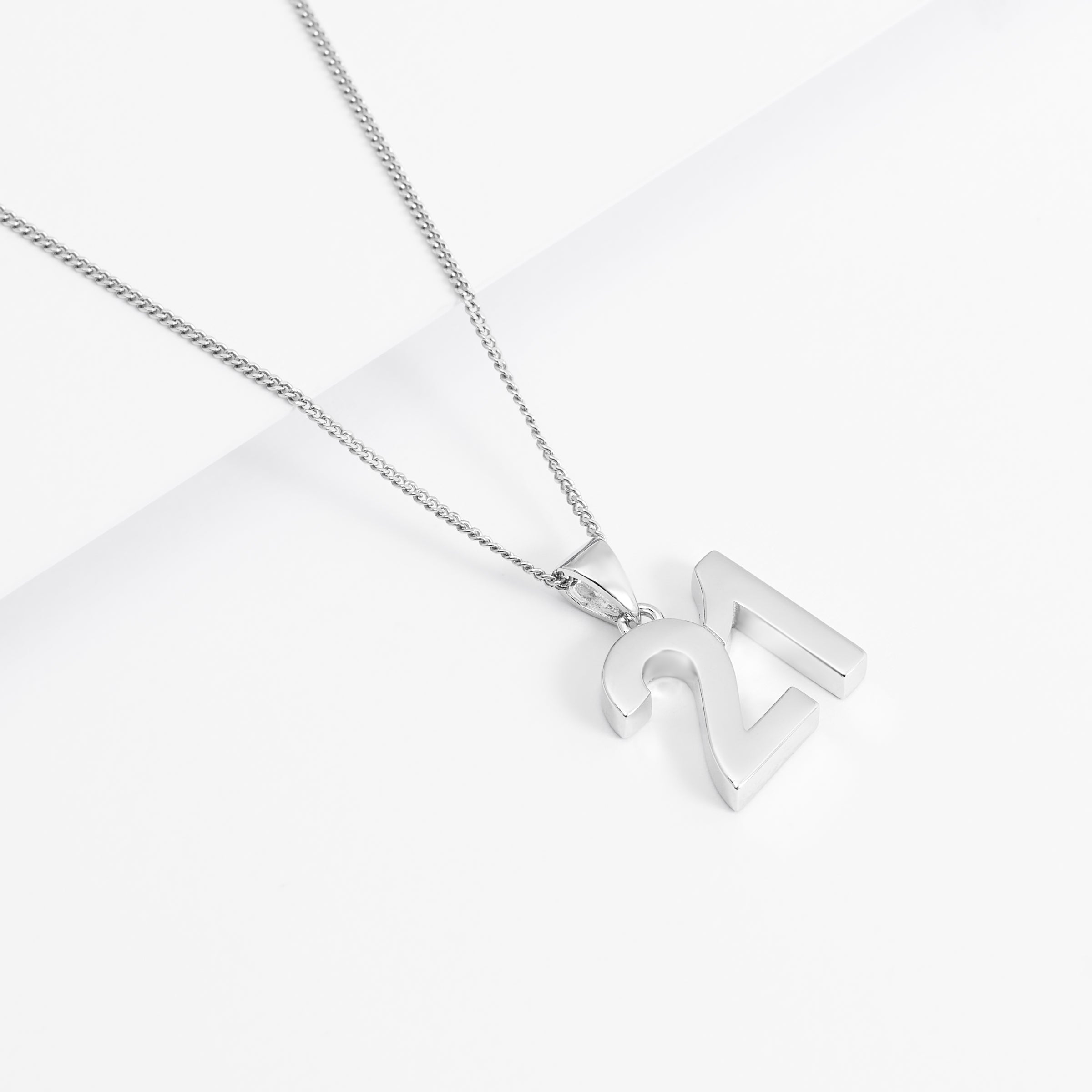 Sterling Silver Solid Number 21 Pendant
