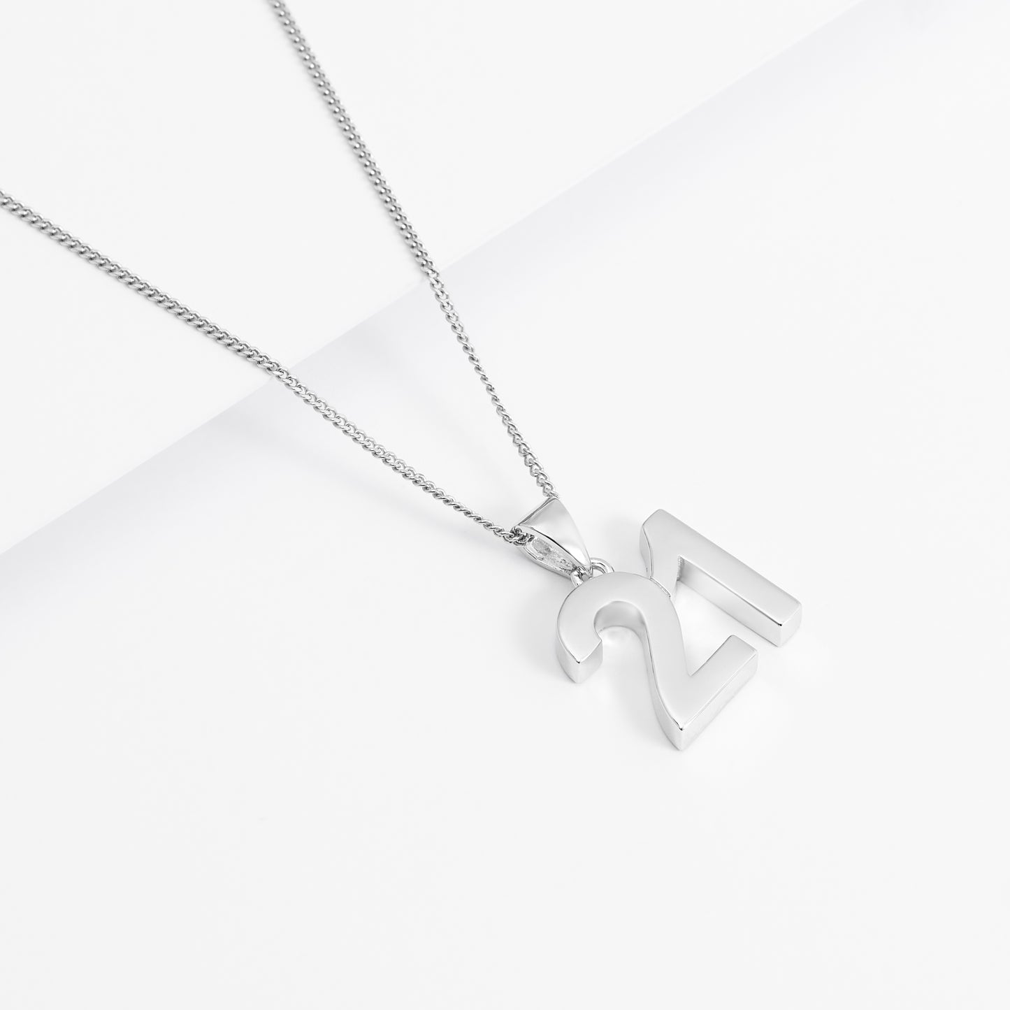 Sterling Silver Solid Number 21 Pendant