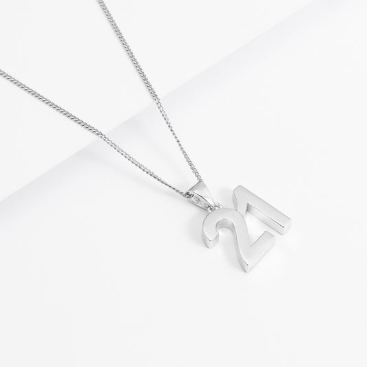 Sterling Silver Solid Number 21 Pendant