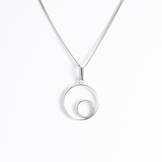 Sterling Silver Double Circle Pendant 14mm