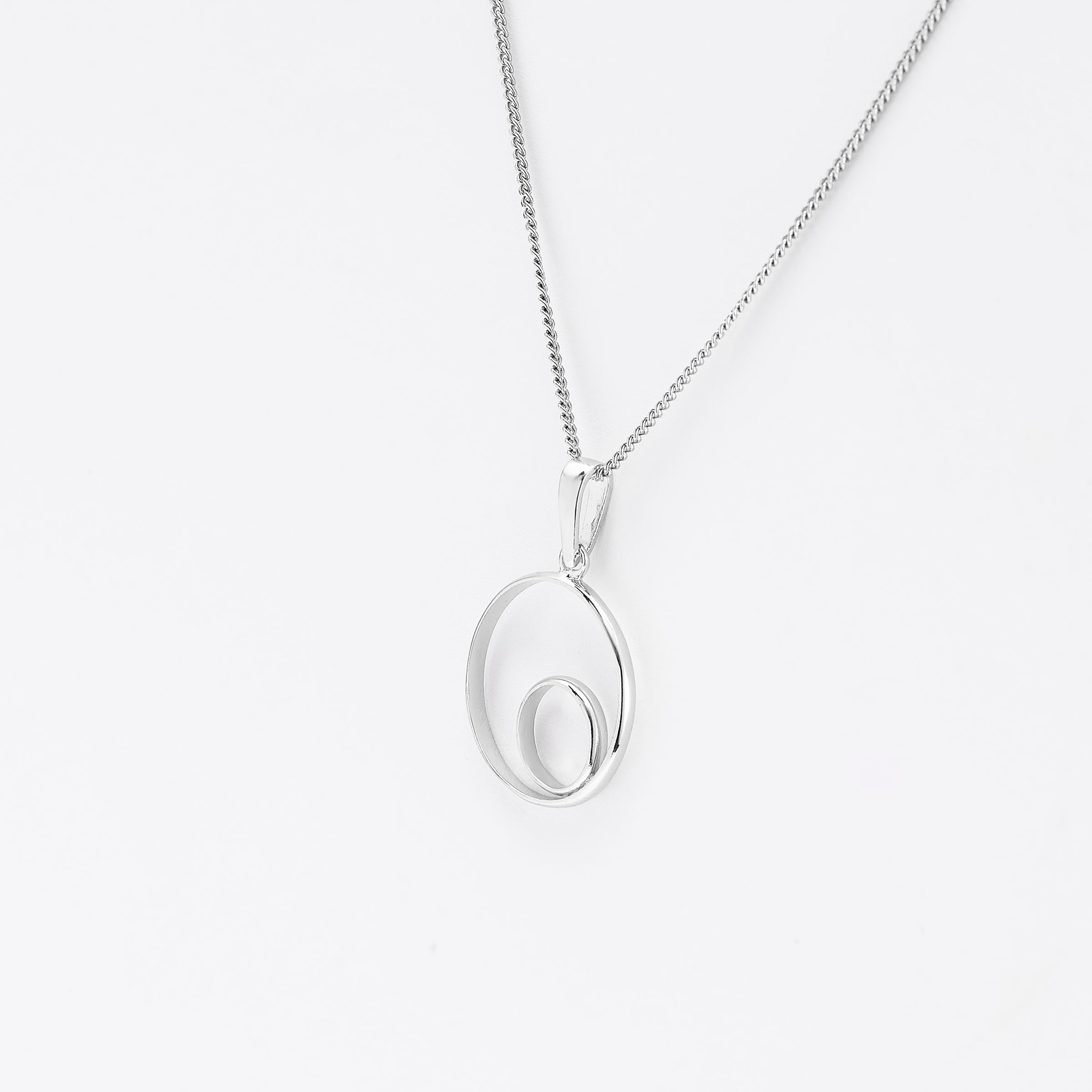 Sterling Silver Double Circle Pendant 14mm